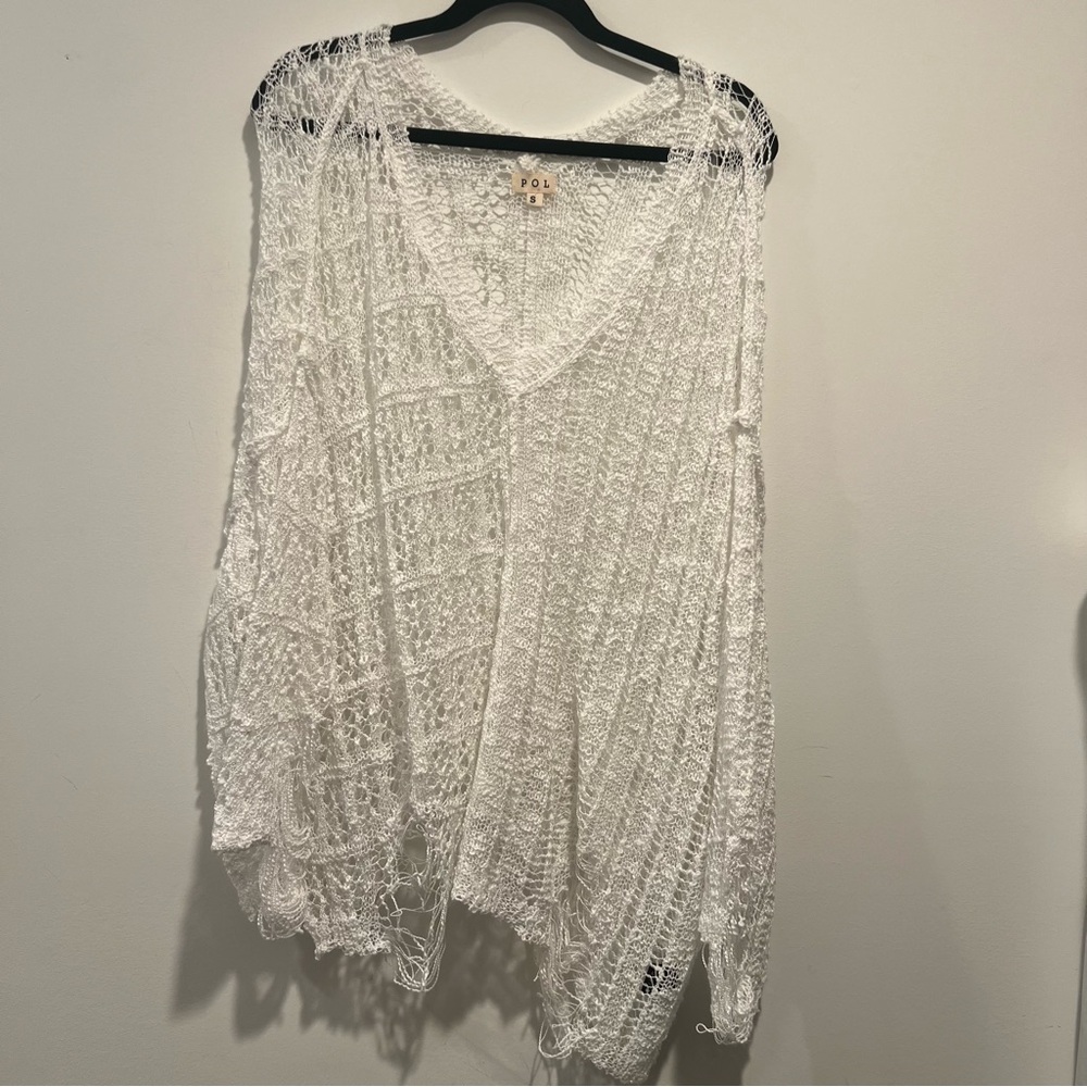 Vici White Open-Knit Swim Coverup